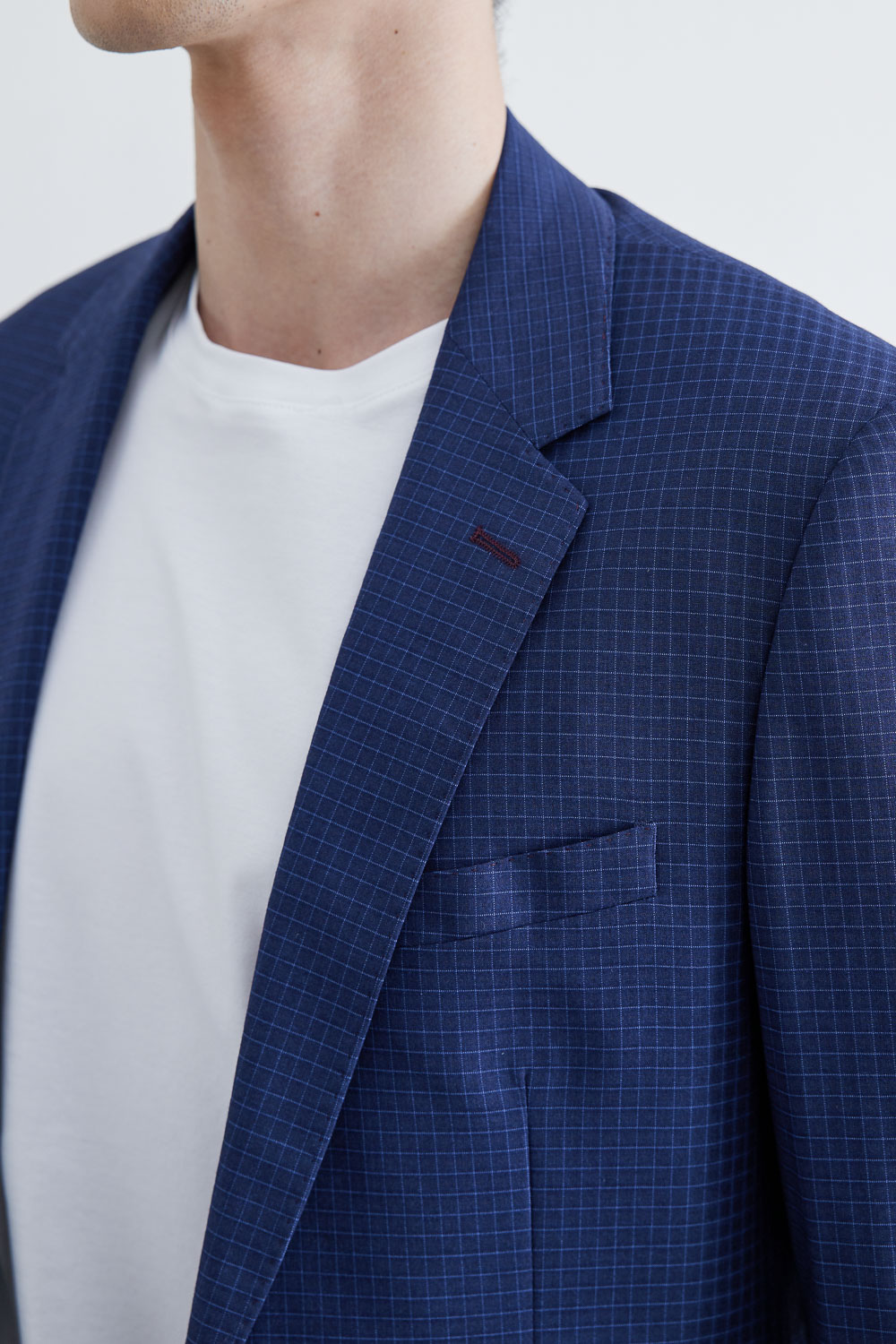 SST&C #Online Exclusive  Navy Blue Check Pattern Slim Fit Suit Jacket | 0112003009  (Outlet)_5