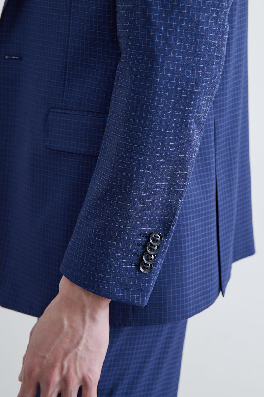 SST&C #Online Exclusive  Navy Blue Check Pattern Slim Fit Suit Jacket | 0112003009  (Outlet)_6