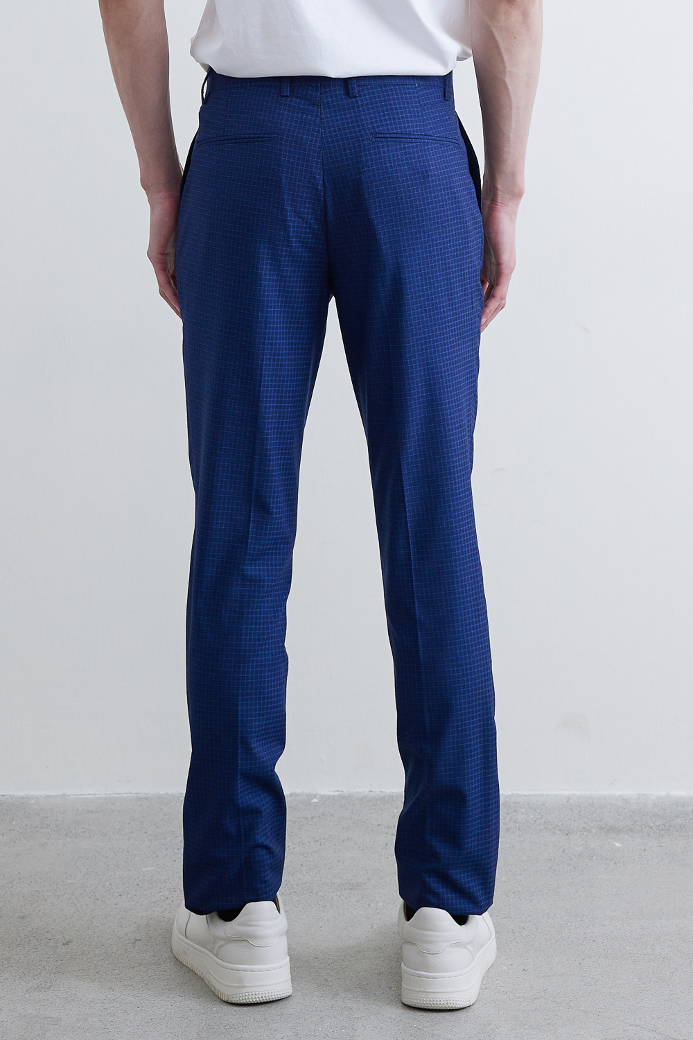 SST&C #Online Exclusive  Navy Blue Check Pattern Slim Fit Suit Trousers | 0212003009  (Outlet)_3