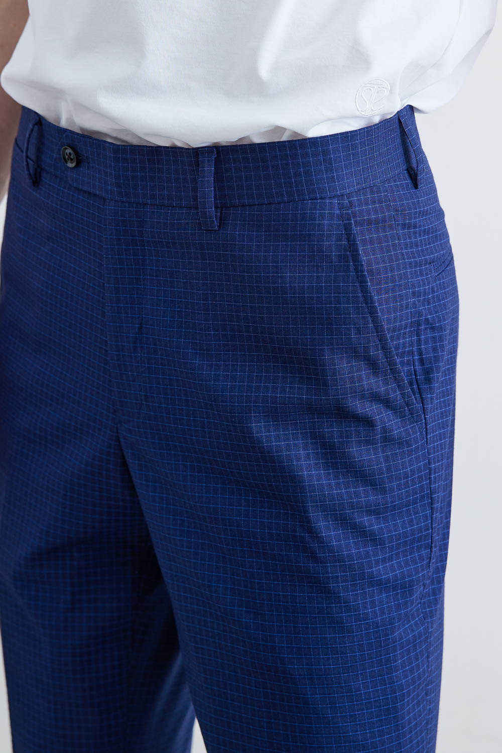 SST&C #Online Exclusive  Navy Blue Check Pattern Slim Fit Suit Trousers | 0212003009  (Outlet)_6