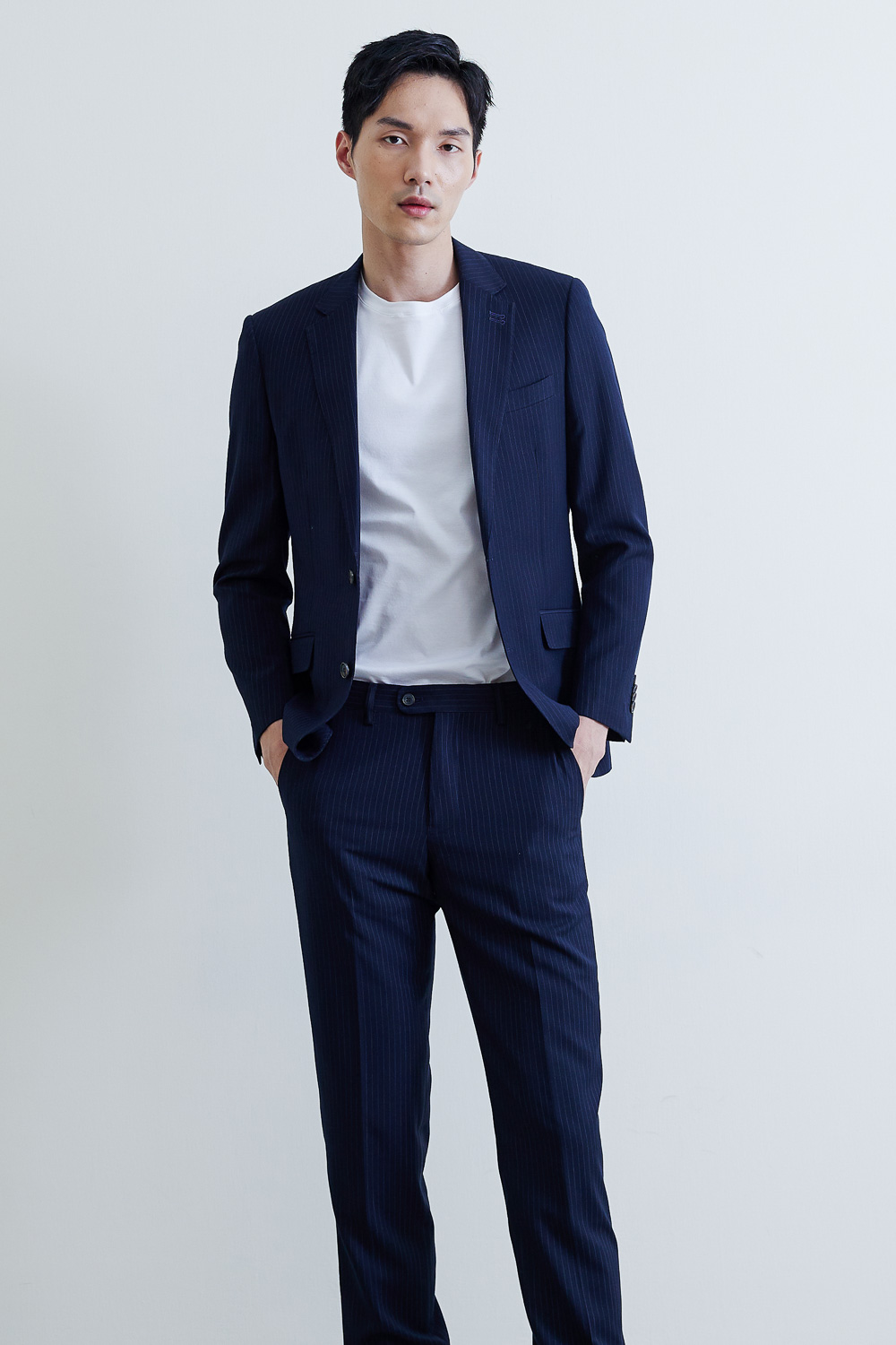 SST&C #Online Exclusive  Navy Striped Pattern Slim Fit Suit Jacket | 0112009003  (Outlet)_0