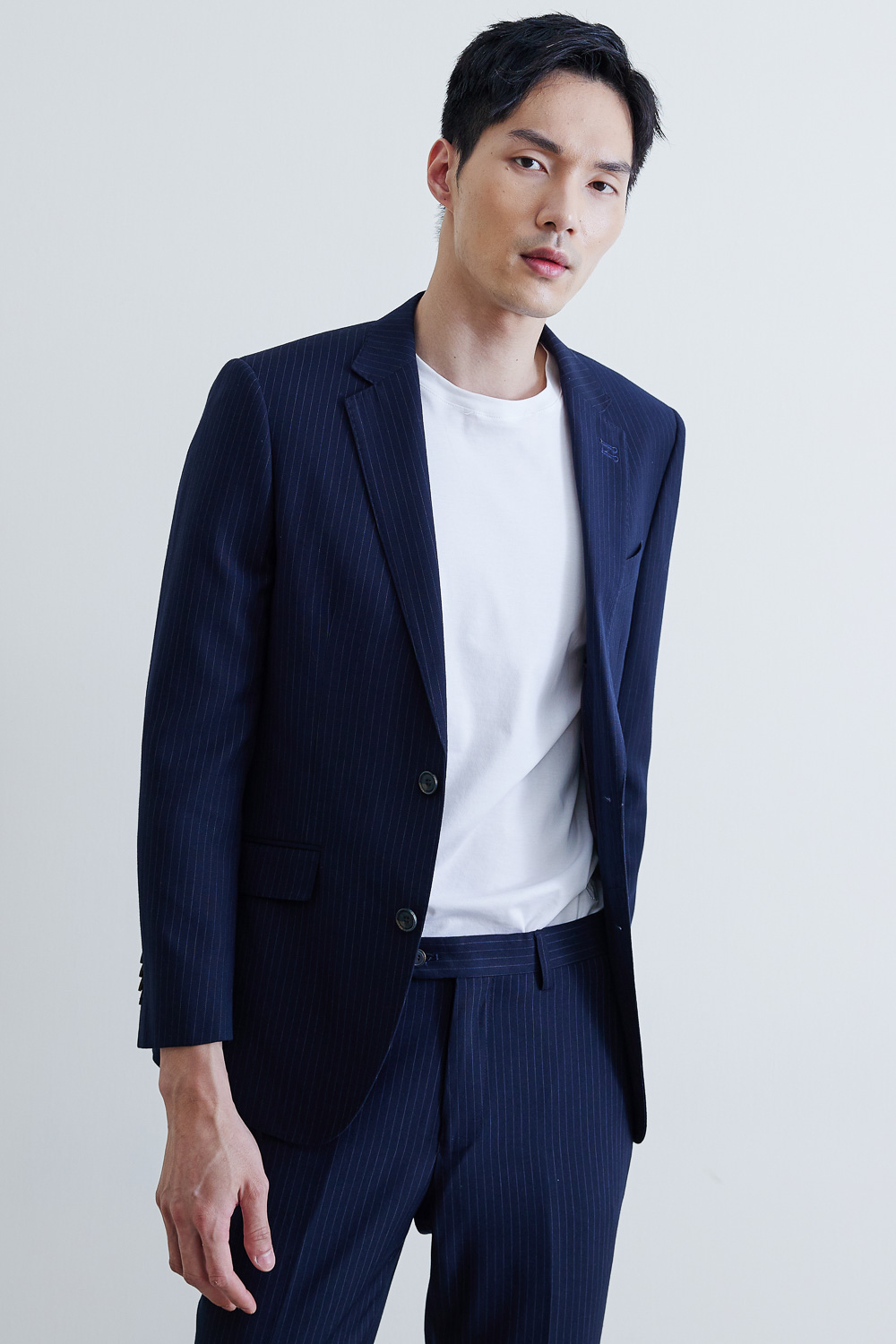 SST&C #Online Exclusive  Navy Striped Pattern Slim Fit Suit Jacket | 0112009003  (Outlet)_1