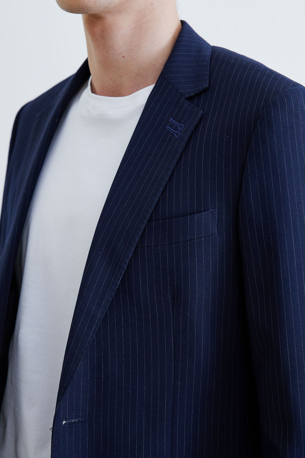SST&C #Online Exclusive  Navy Striped Pattern Slim Fit Suit Jacket | 0112009003  (Outlet)_6