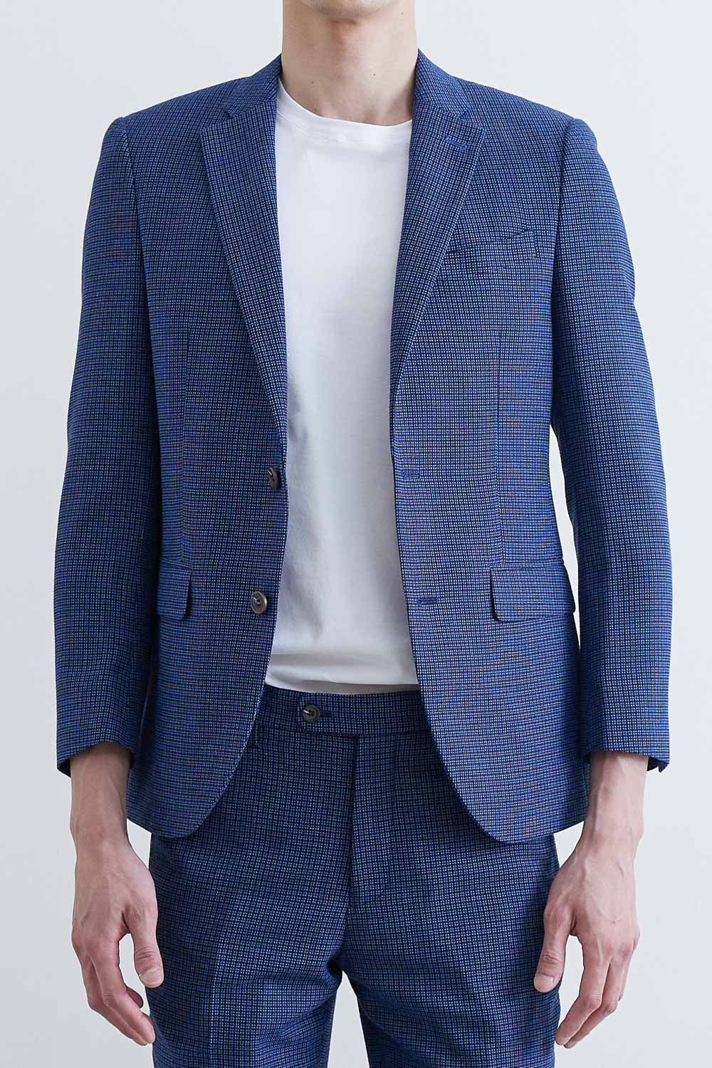 SST&C #Online Exclusive  Sky Blue Geometric Pattern Slim Fit Suit Jacket | 0112010004  (Outlet)_2