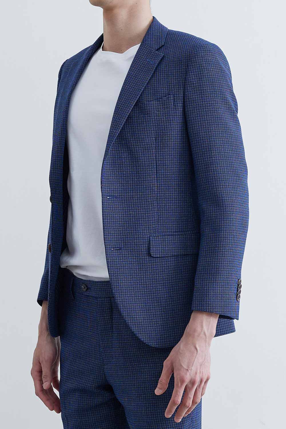 SST&C #Online Exclusive  Sky Blue Geometric Pattern Slim Fit Suit Jacket | 0112010004  (Outlet)_3