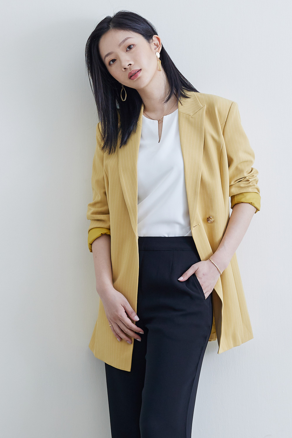 SST&C #網路獨賣款 綁帶擴肩女裝休閒長版西裝外套 | 8162009002 (outlet)_0