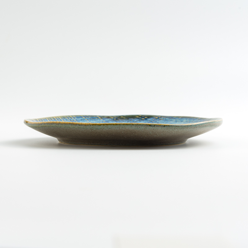 日式 紺青貓眼 18cm 不規則陶瓷盤｜單品_1