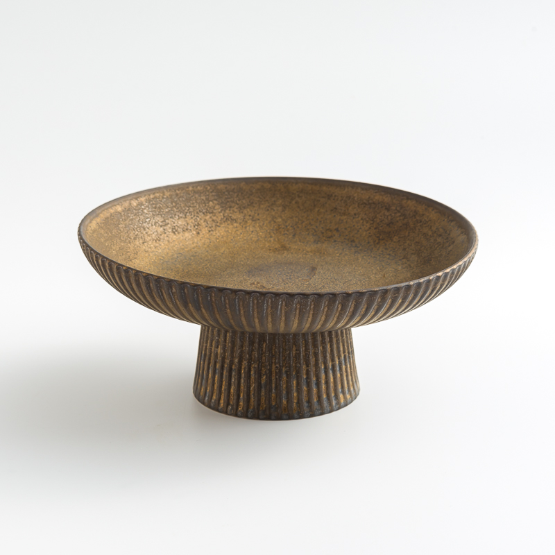 WAGA 日式褐金 17.5cm 陶瓷高腳盤︱單品_0