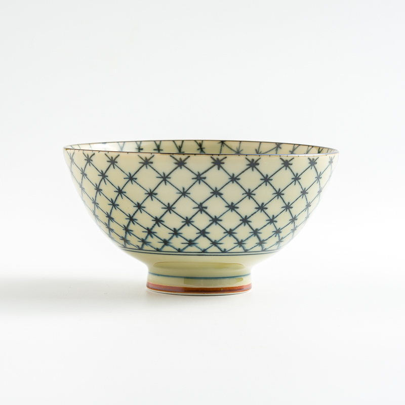 日式 手繪彩紋 12.5cm 陶瓷碗｜十字格｜單品_1