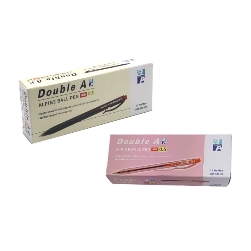 (第2件0元)DOUBLE A Alpine 按壓式原子筆-紅(12支/盒)(新舊版隨機出貨)(※下單請選購2件)_0