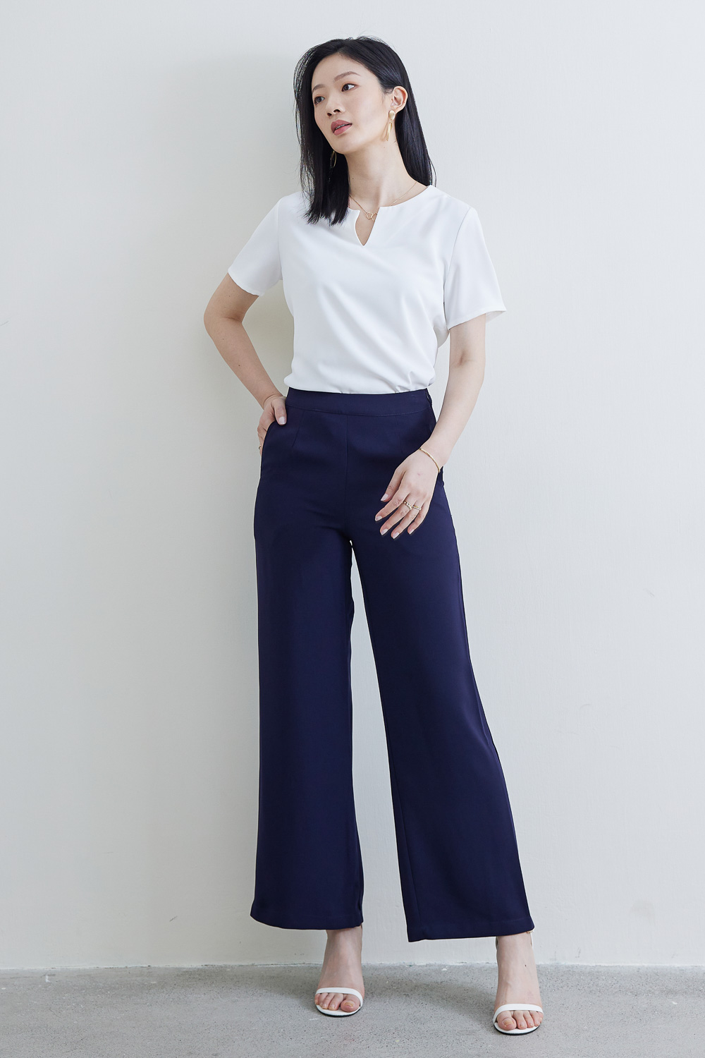 SST&C #Online Exclusive  Dark Blue Slim Fit Wide Trousers | 8231810003  (Outlet)_0