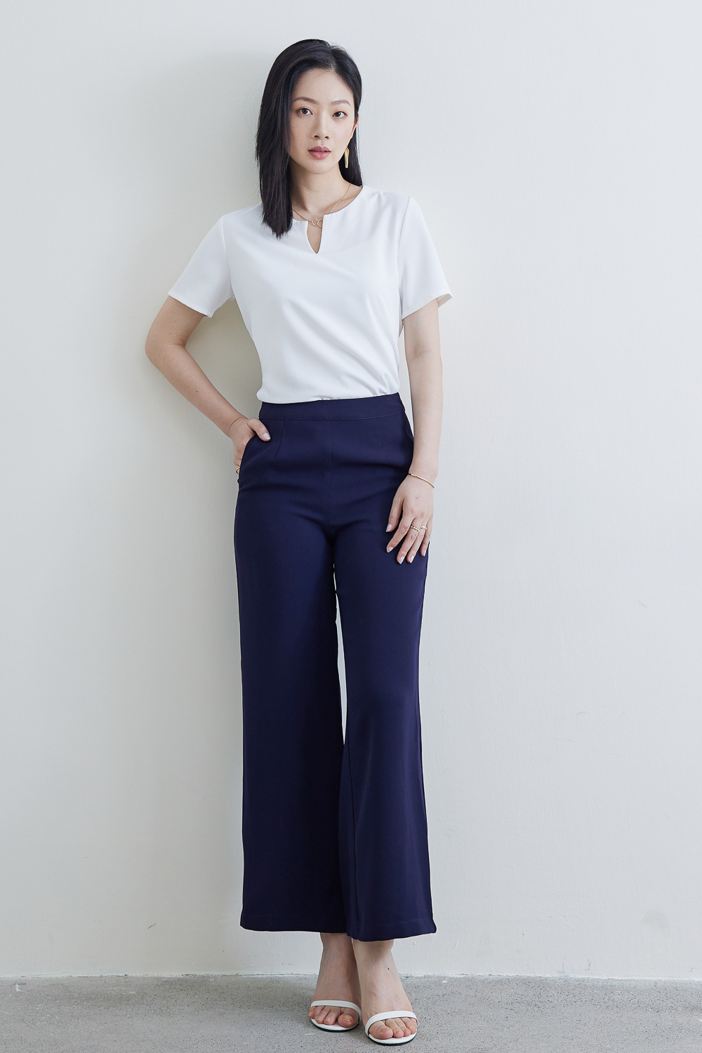 SST&C #Online Exclusive  Dark Blue Slim Fit Wide Trousers | 8231810003  (Outlet)_1