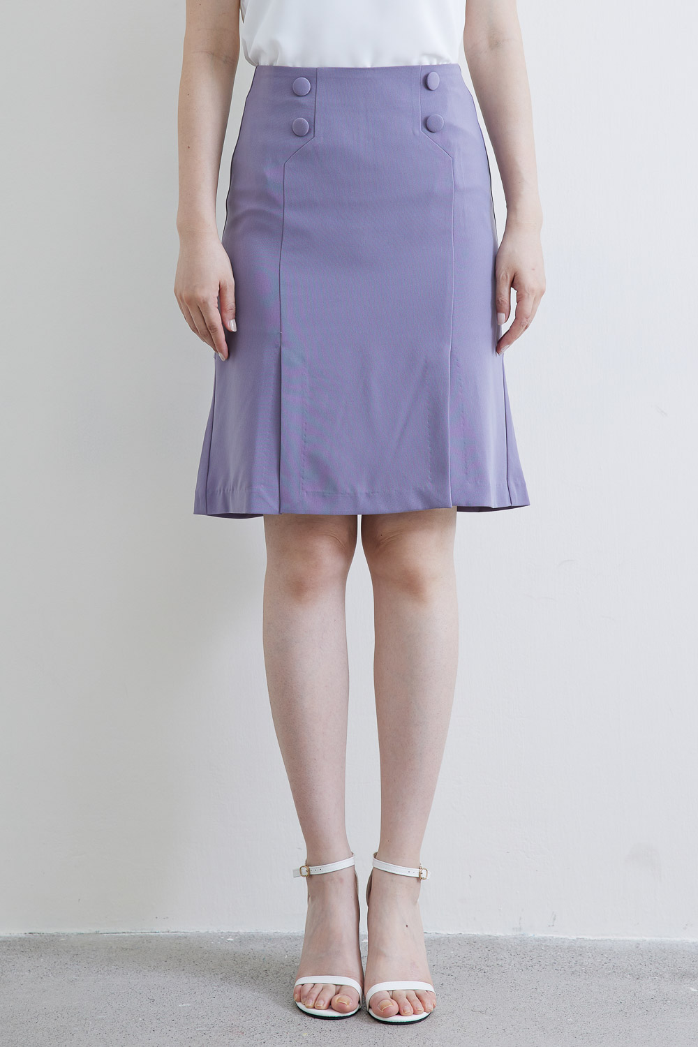 SST&C #Online Exclusive  Gray Purple Buttoned Slit Fishtail Skirt | 7461911003  (Outlet)_3