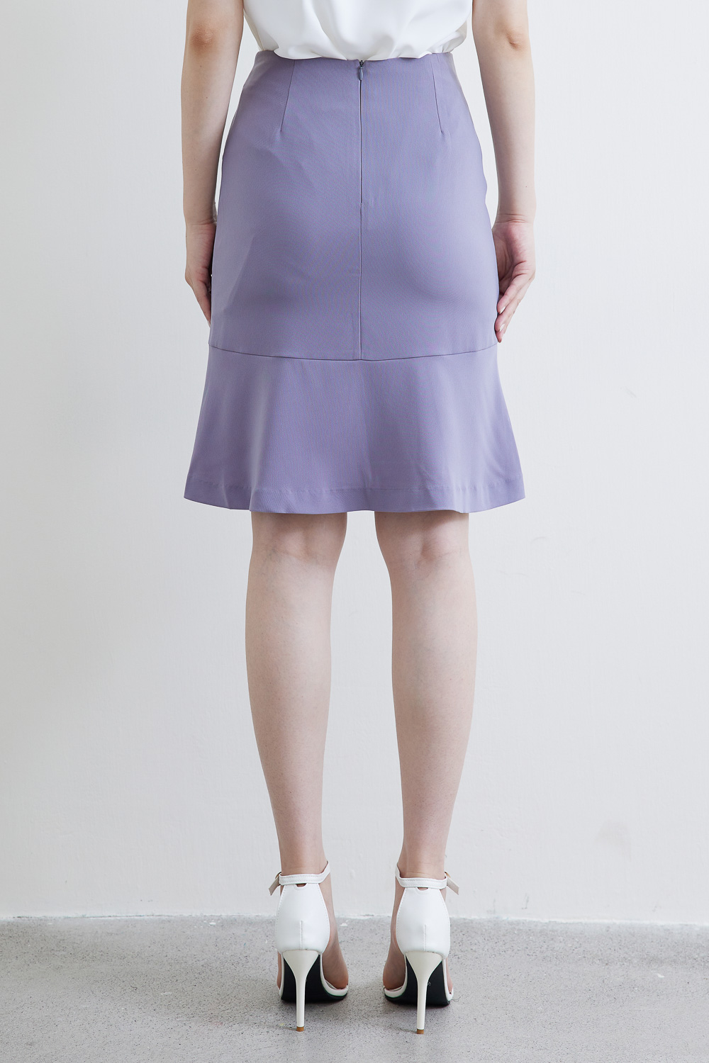 SST&C #Online Exclusive  Gray Purple Buttoned Slit Fishtail Skirt | 7461911003  (Outlet)_5