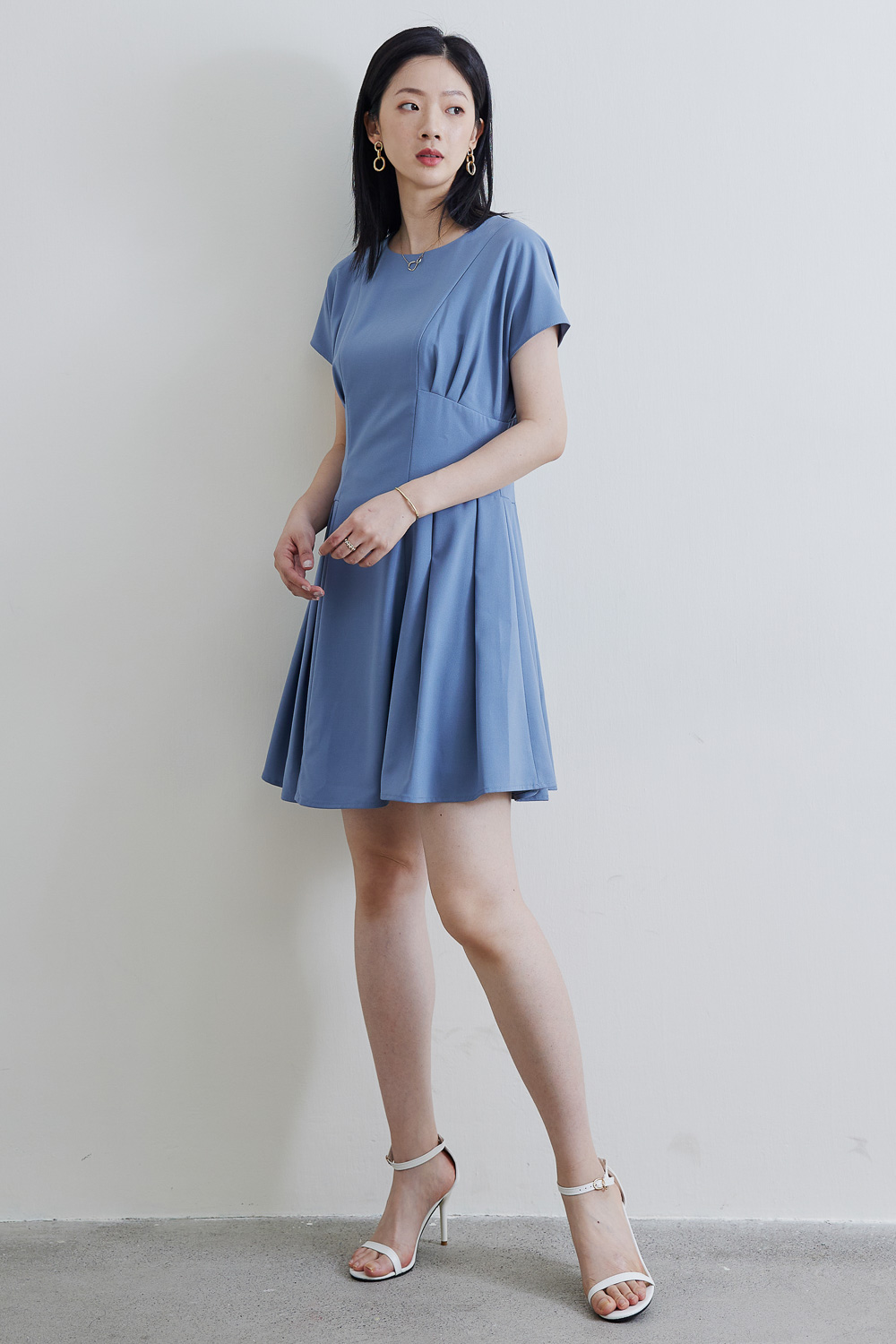 SST&C #Online Exclusive  Round Neck Pleated Dress | 8562104002  (Outlet)_0