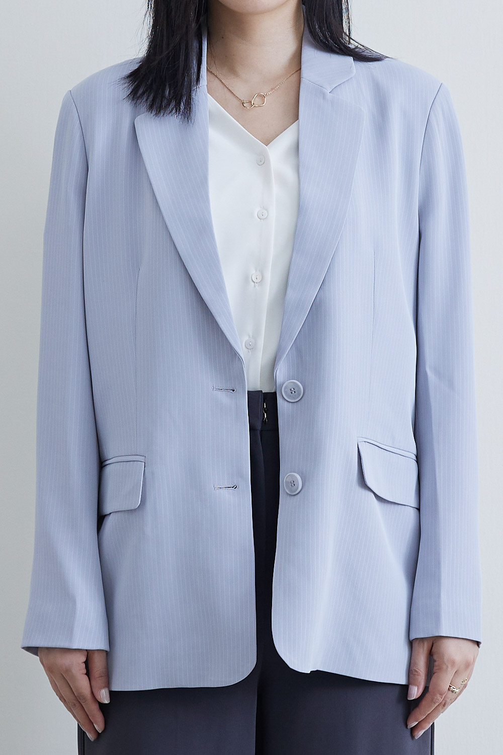 SST&C #Online Exclusive  Light Lavender Lapel Striped Pattern Casual Women'S Suit Jacket | 8162204006  (Outlet)_2