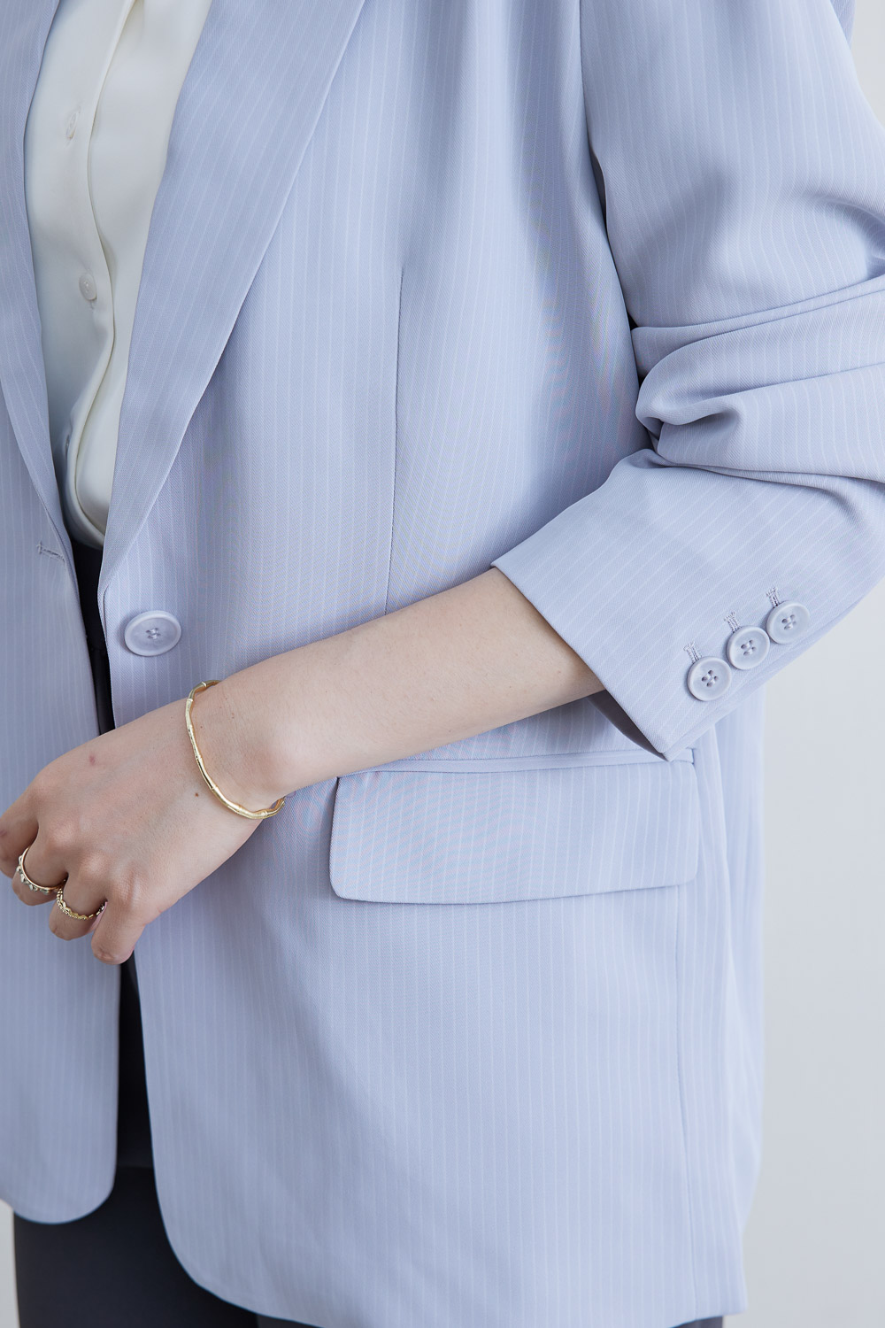 SST&C #Online Exclusive  Light Lavender Lapel Striped Pattern Casual Women'S Suit Jacket | 8162204006  (Outlet)_6