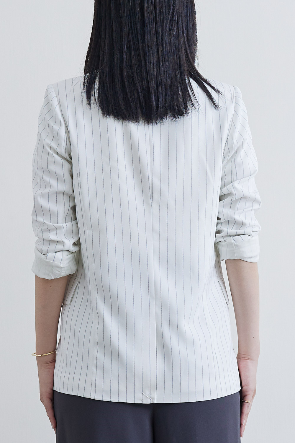 SST&C #Online Exclusive  White Striped Pattern Double Breasted Casual Women'S Suit Jacket | 8162204008  (Outlet)_6