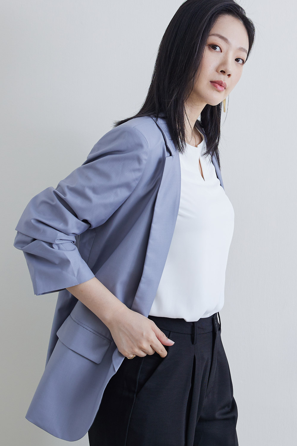 SST&C #網路獨賣款高級灰七分袖抽皺外套 | 8162205006 (outlet)_1