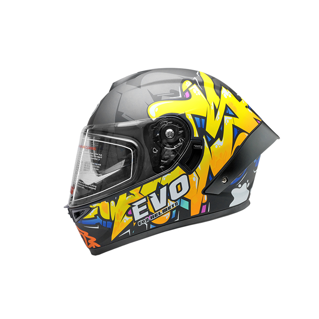 【新品訂購】EVO CA969 塗鴉彩繪 消光黑黃 全罩式安全帽(內藏墨鏡) 【2023/06/28前預購加贈原廠電鍍鏡片】_0