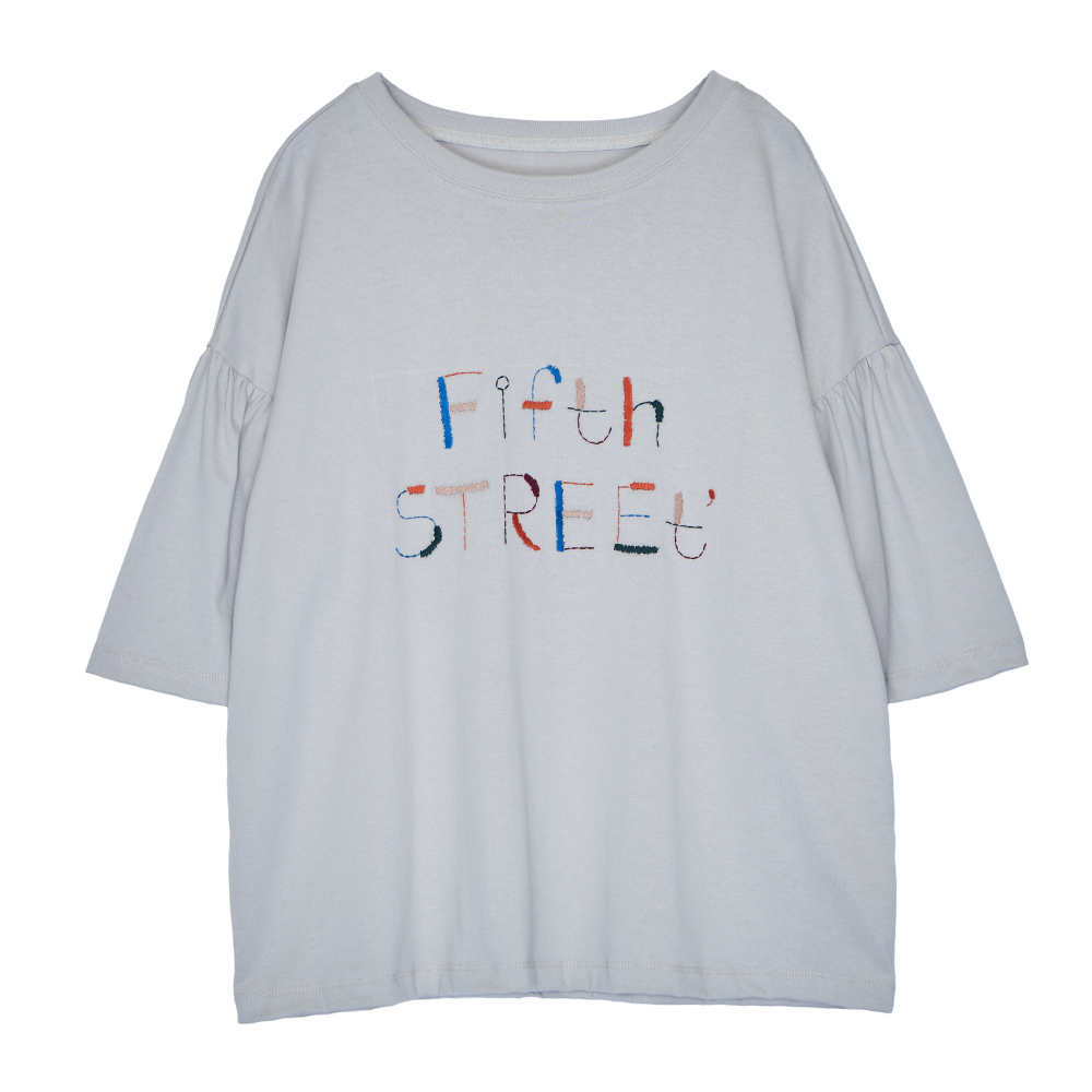 5th STREET｜山形｜女裝｜彩色LOGO英文印字寬版短袖T恤｜杏色