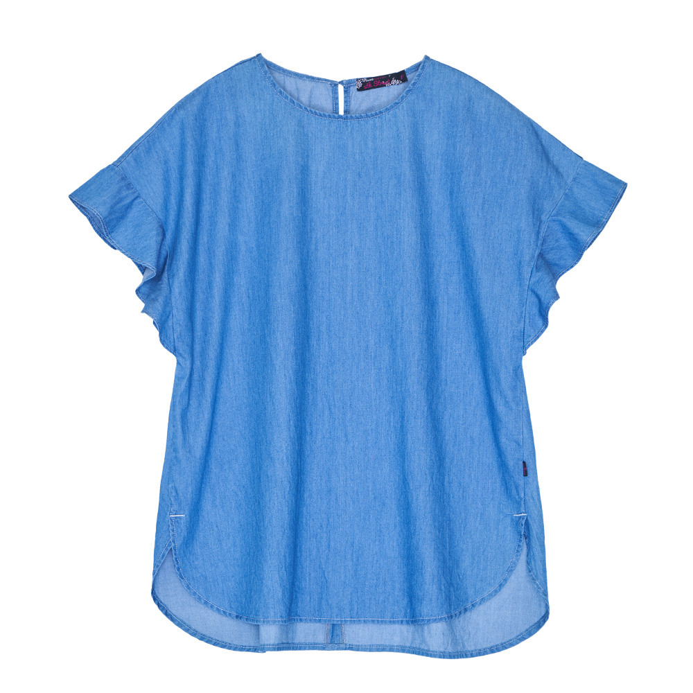 5th STREET｜女裝｜小荷葉造型短袖上衣｜中古藍