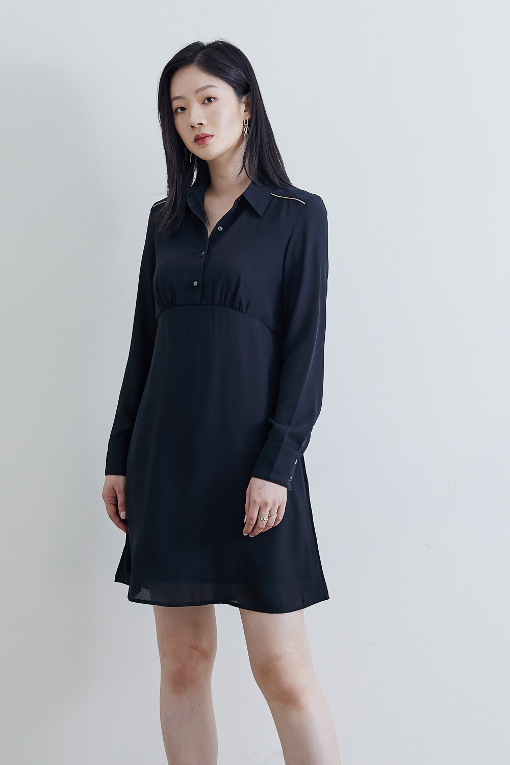 SST&C #Online Exclusive  Black Shirt Collar Dress | 8561812010  (Outlet)_2