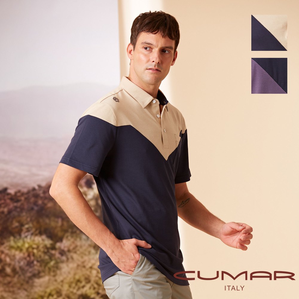 CUMAR 男裝短袖本布領撞色POLO衫(ICOOL) / 238214
