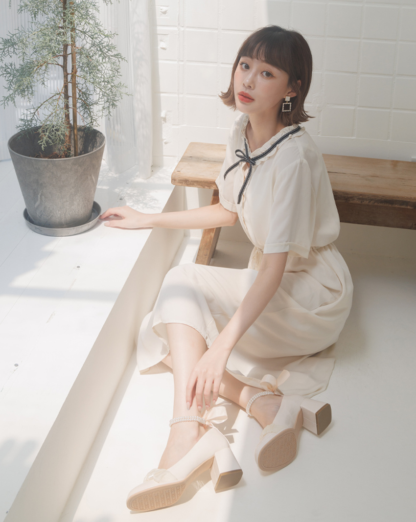 POONE 美好的青春綁腰中長洋裝_5