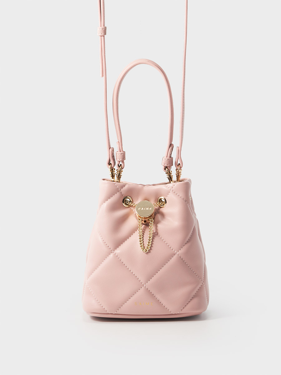 送料込★S’AIME★百褶束口小水桶包★コインケ-ス付ショルダ-BAG S'AIME 菱格絎縫束口小水桶包｜S'AIME 東京企劃