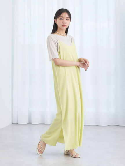 【SET ITEM】細肩V領吊帶洋裝+捲邊短袖T恤(1L36L1H0200) - earth music&ecology
