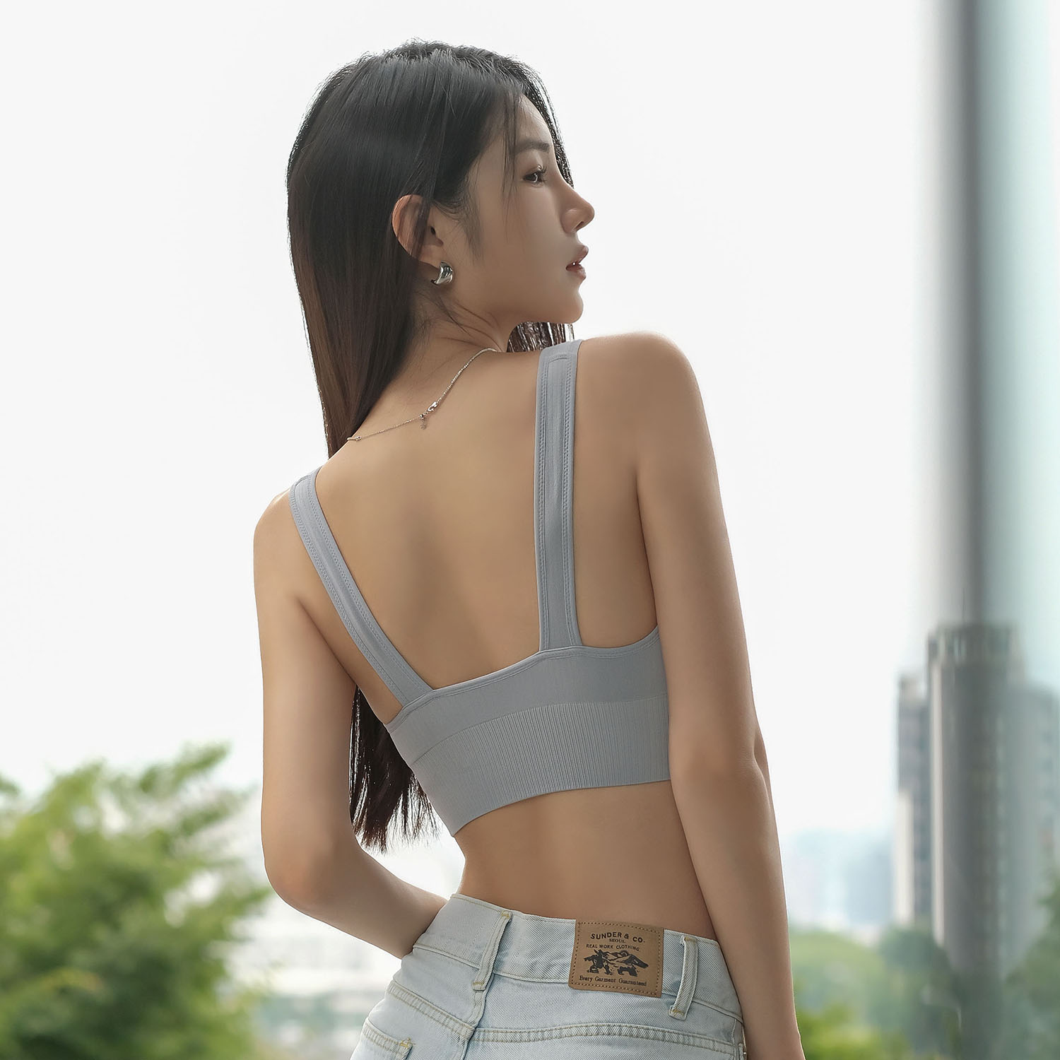 [Banana Pie]BRA TOP 動不動都在呼吸舒適寬領無鋼圈短背心-寧靜藍_2