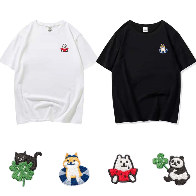 日本夏天的動物們純棉短TEE│在游泳的柴犬 許願的熊貓 喜歡四葉草的黑貓 愛吃西瓜的北極熊│重磅短袖TEE│台灣製_0