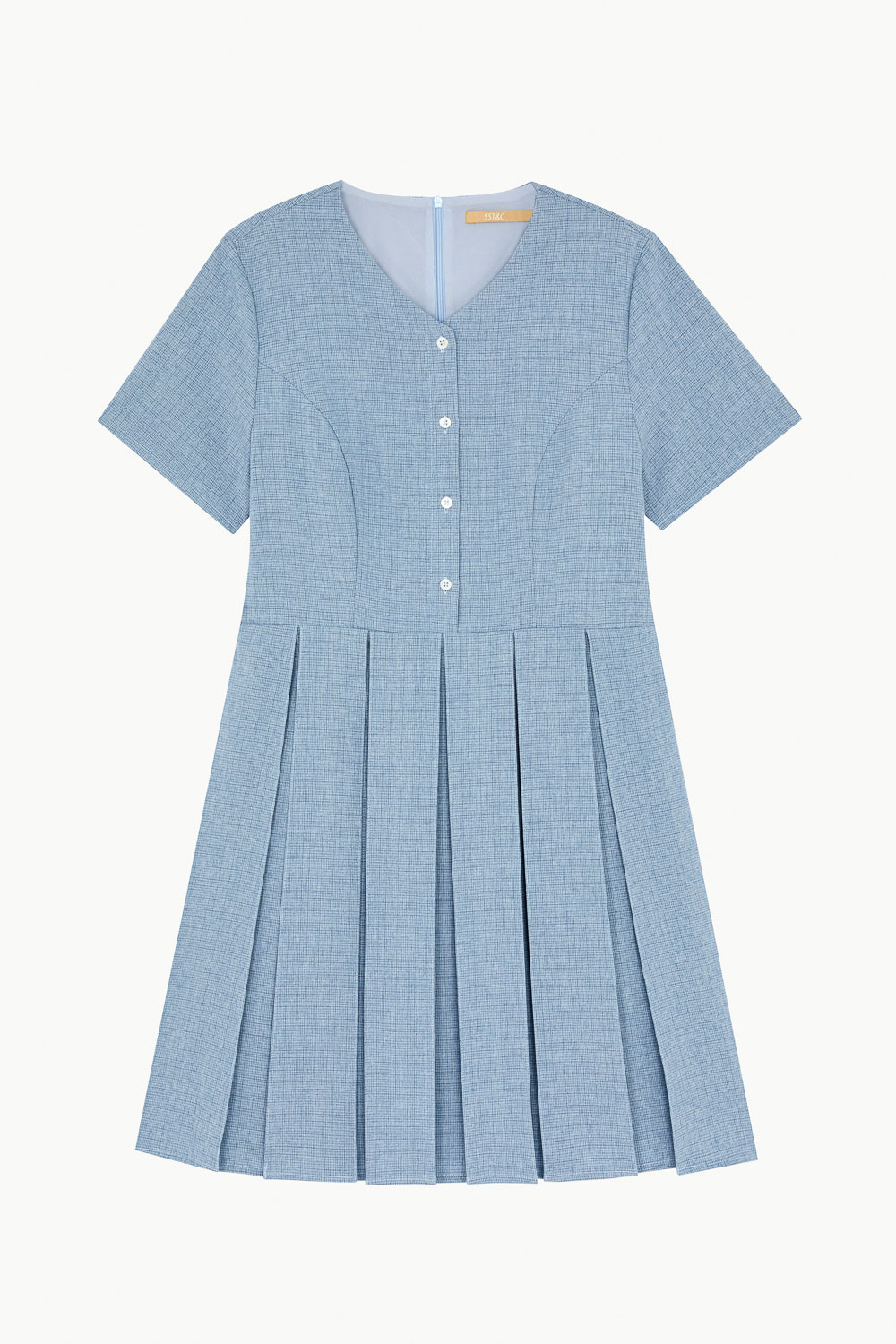 SST&C Aqua V-Neck Pleated Dress | 8562306001  (Outlet)_7