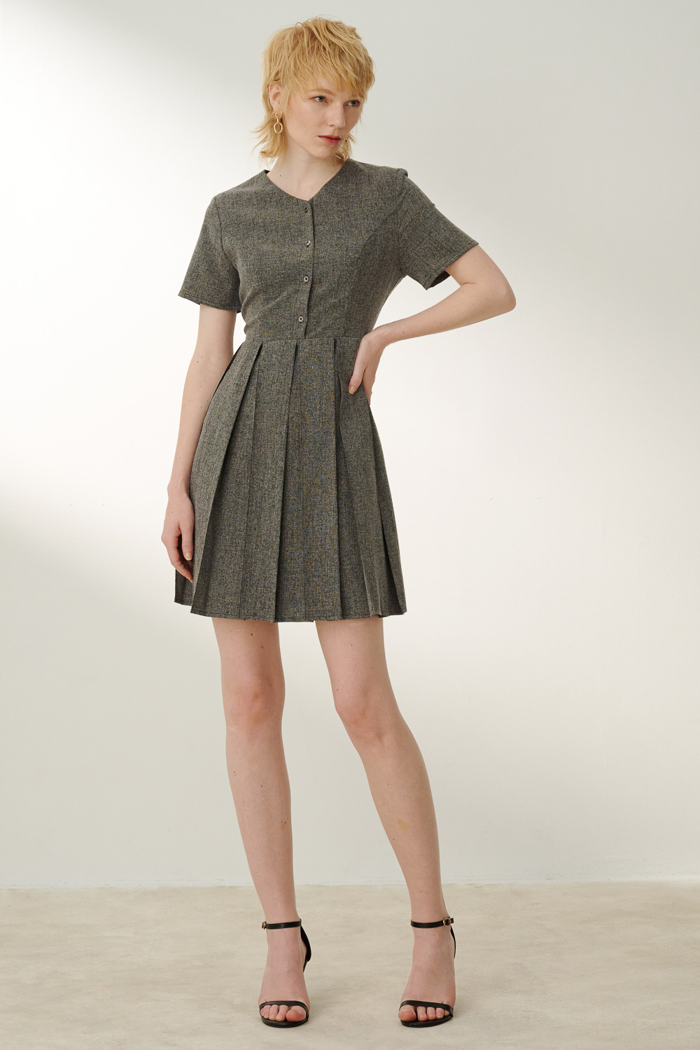 SST&C Black Pleated Dress | 8562306002  (Outlet)_1