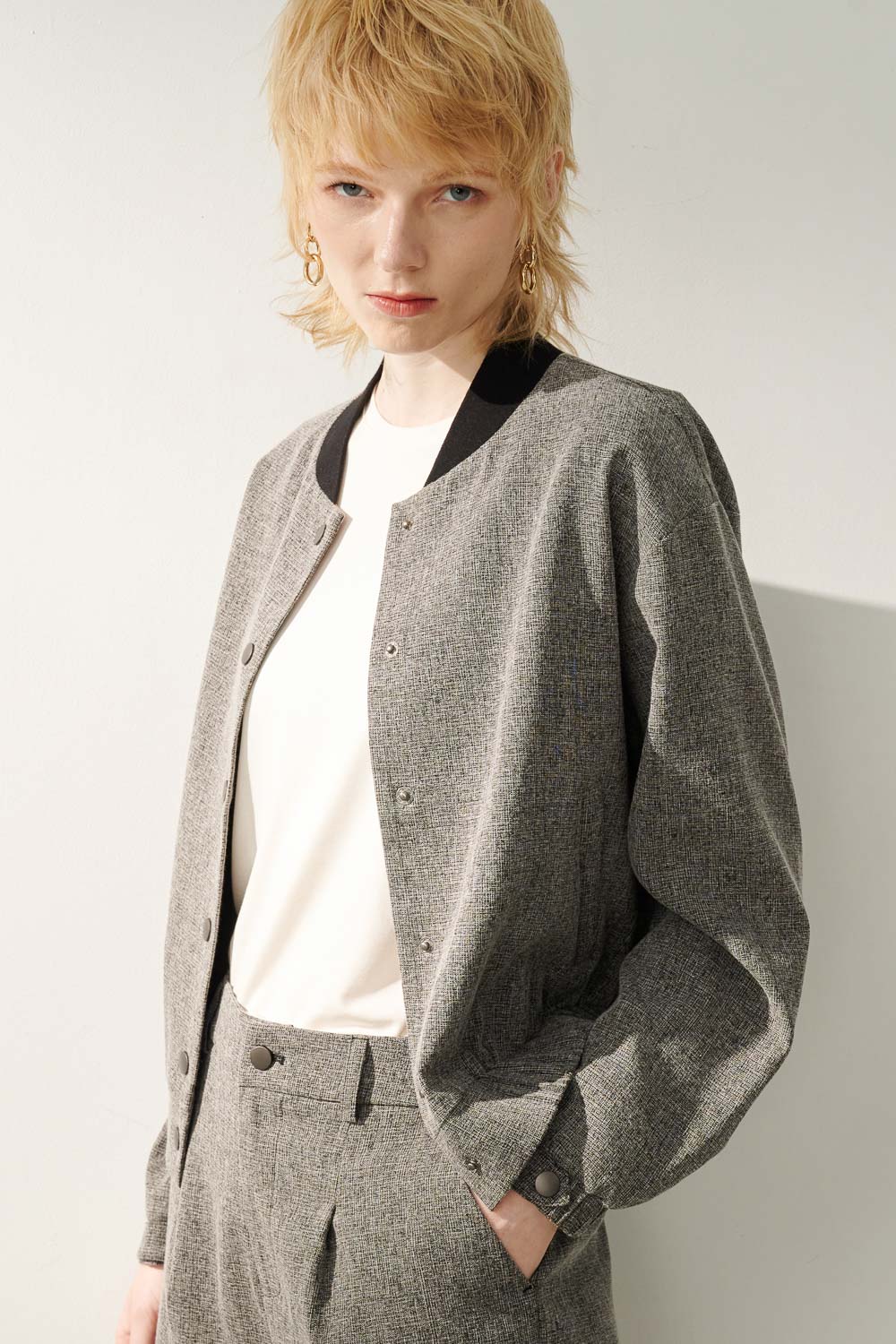 SST&C Black Textured Casual Jacket | 8162306002  (Outlet)_1