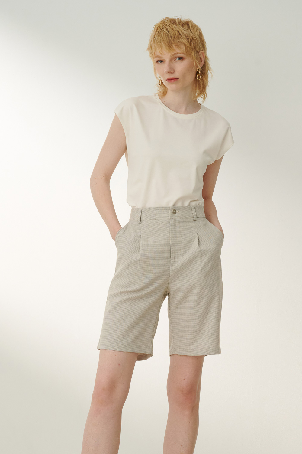 SST&C Light Beige Casual Shorts | 8262306001  (Outlet)_0