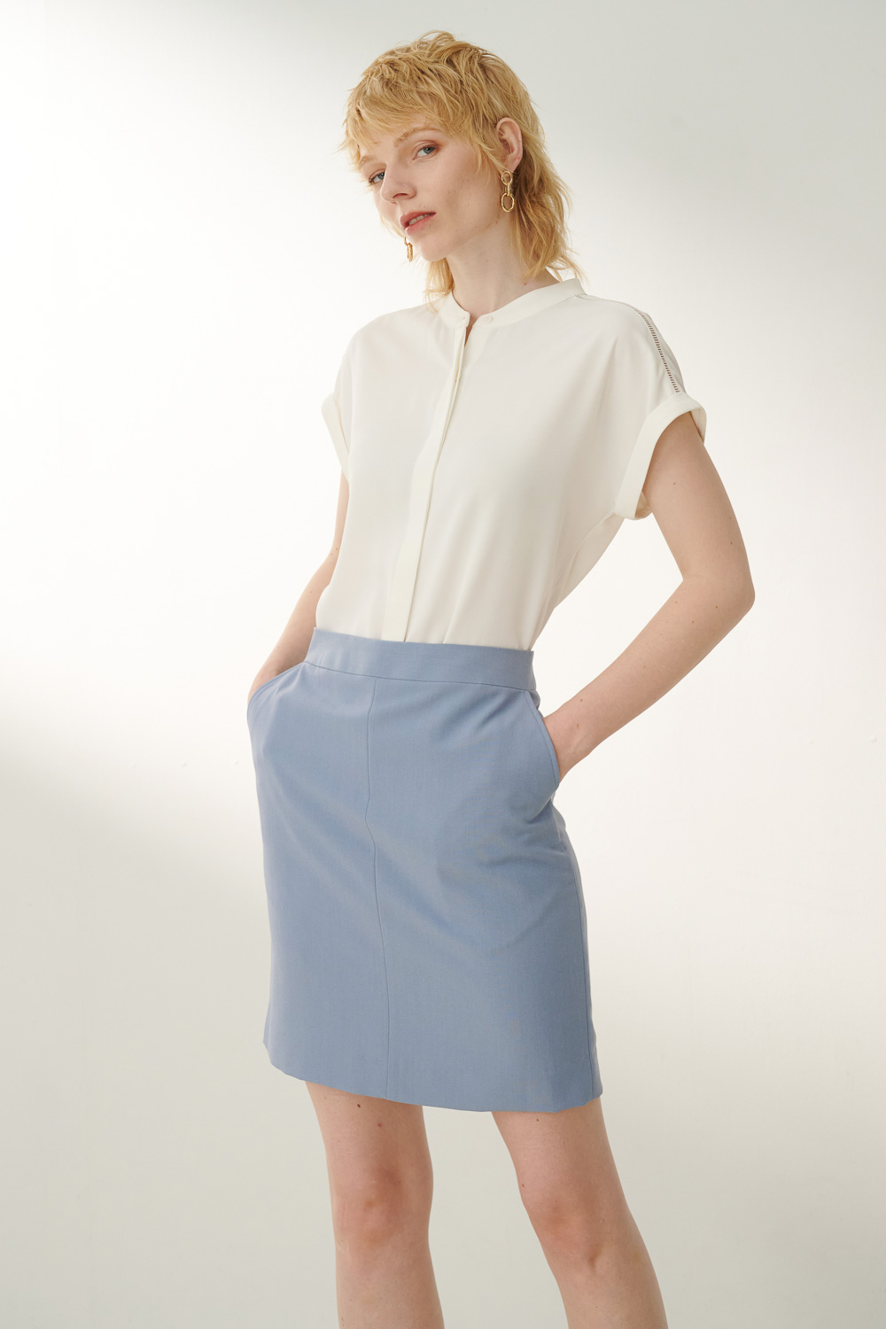 SST&C Baby Blue Suit and Narrow Skirt | 7462304005  (Outlet)_2