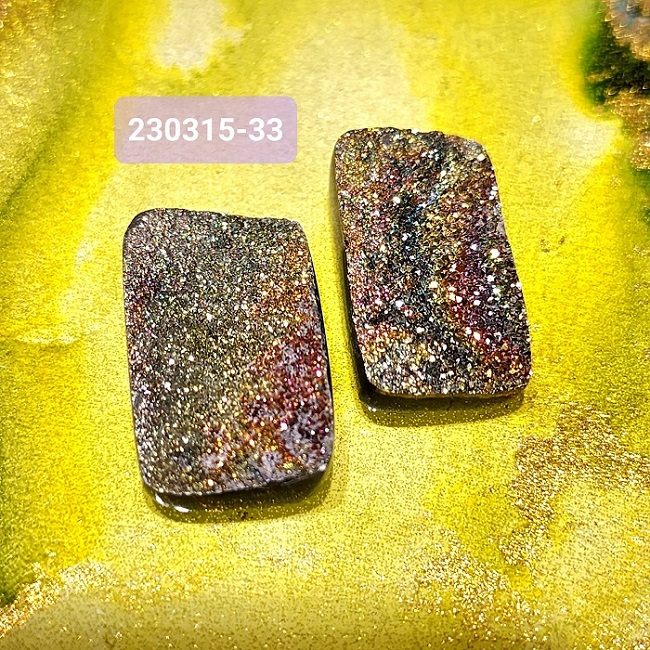 【土桑精品】彩虹黃鐵礦珠寶片230315-33號(共2)&34號(共3)(Pyrite) ~對應太陽神經叢，提升自信、增加記憶，追求工作時使用_0