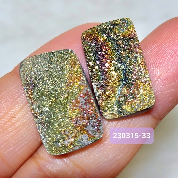【土桑精品】彩虹黃鐵礦珠寶片230315-33號(共2)&34號(共3)(Pyrite) ~對應太陽神經叢，提升自信、增加記憶，追求工作時使用_1