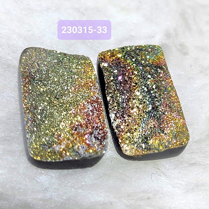 【土桑精品】彩虹黃鐵礦珠寶片230315-33號(共2)&34號(共3)(Pyrite) ~對應太陽神經叢，提升自信、增加記憶，追求工作時使用_2