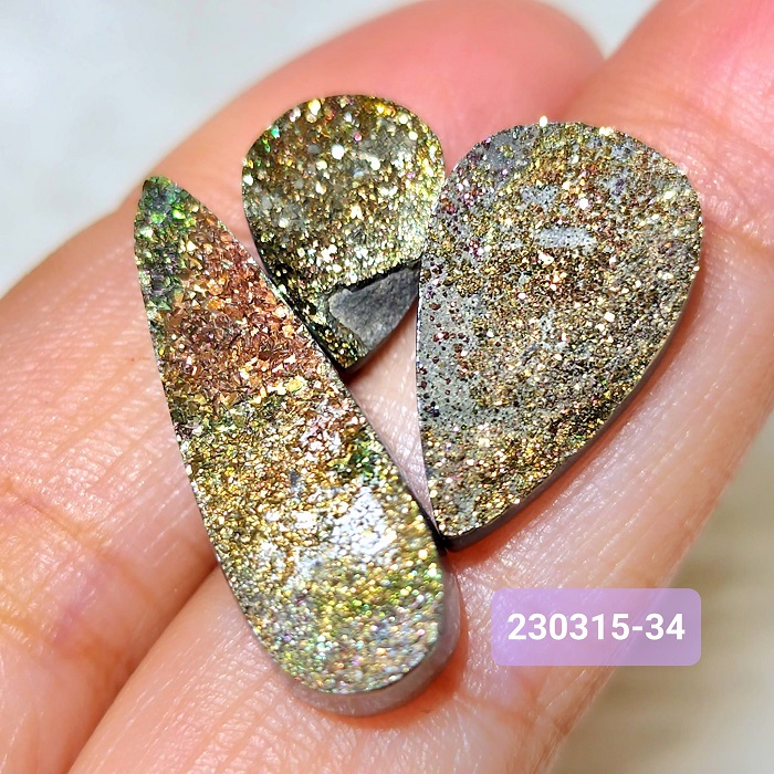 【土桑精品】彩虹黃鐵礦珠寶片230315-33號(共2)&34號(共3)(Pyrite) ~對應太陽神經叢，提升自信、增加記憶，追求工作時使用_3