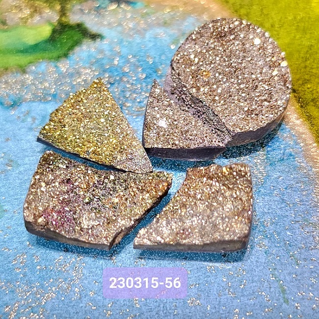 【土桑精品】彩虹黃鐵礦珠寶片230315-53&55&56號 Pyrite 金工設計 編織 自信 財富 考試 火元素_3