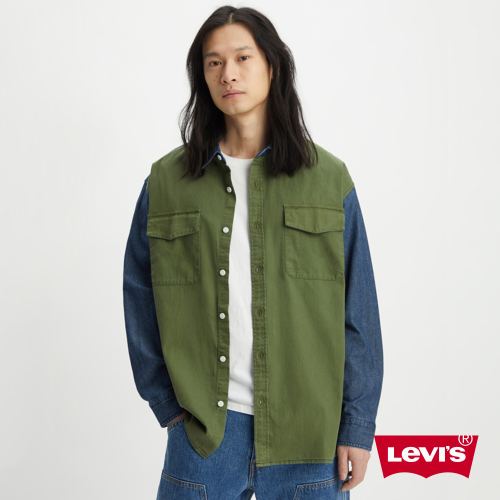 Levis 男款 Oversize寬鬆版拼接牛仔襯衫外套 熱賣單品