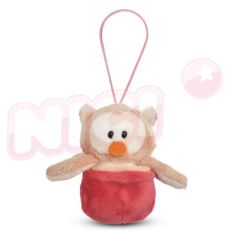 [48949]NICI 12cm貓頭鷹露娜翻轉吊飾 - 粉口袋_0