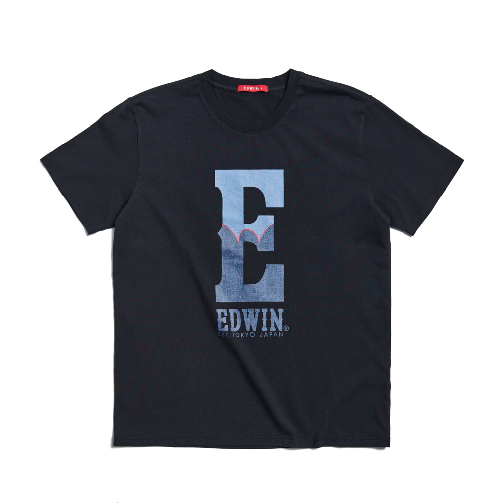 EDWIN｜男裝｜雙色拼接E字短袖T恤