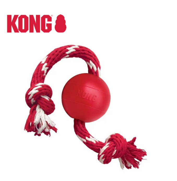 【KONG】橡膠益智磨牙系列 - Ball with Rope 帶繩拉扯紅球_0