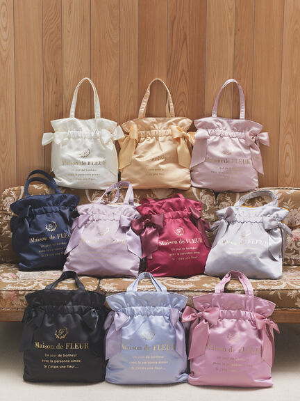 經典燙金雙緞帶緞面托特包(8A33F0J0800) - Maison de FLEUR