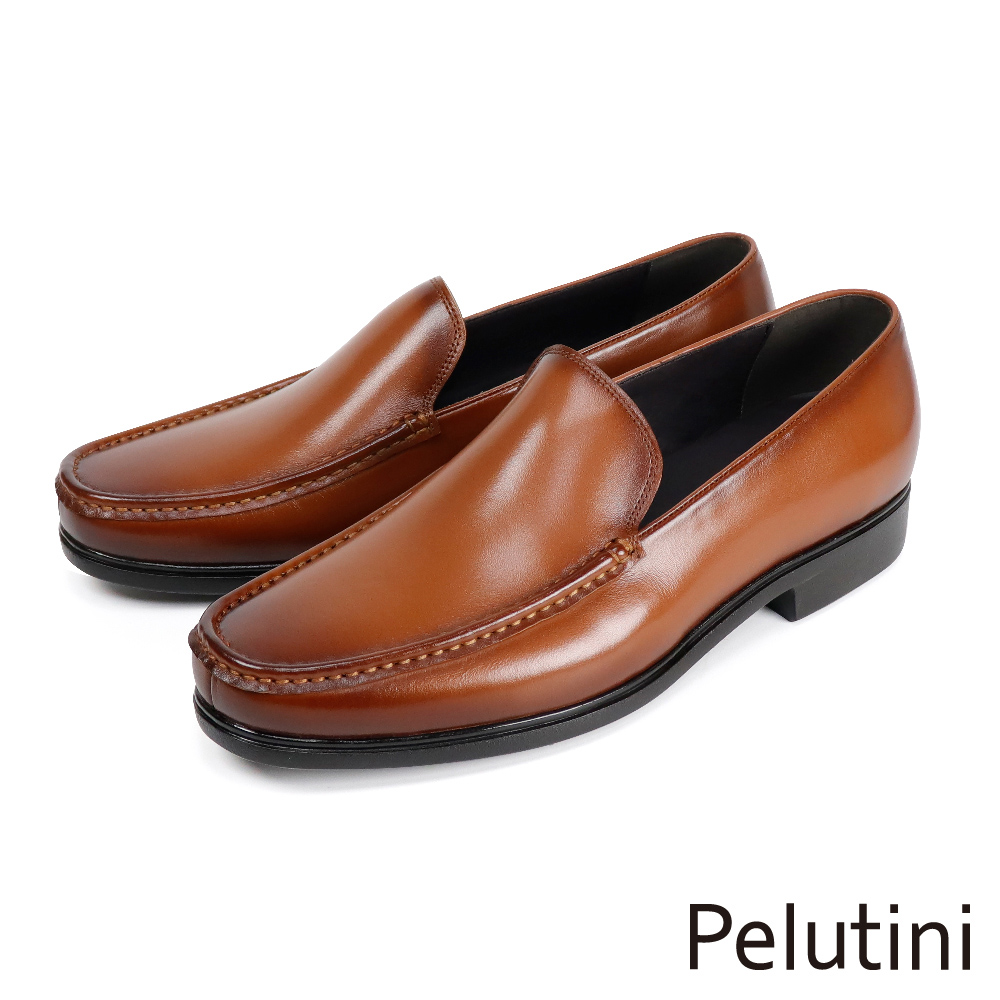 【Pelutini】簡約真皮素面樂福鞋 棕色(PE21832-BR)