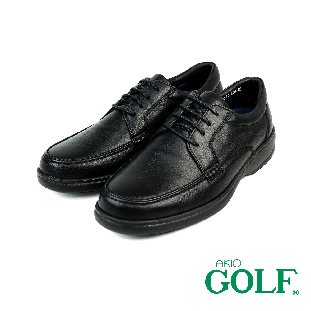 【AKIO GOLF】日系真皮荔枝紋綁帶德比鞋 黑色(GF2215-BL)